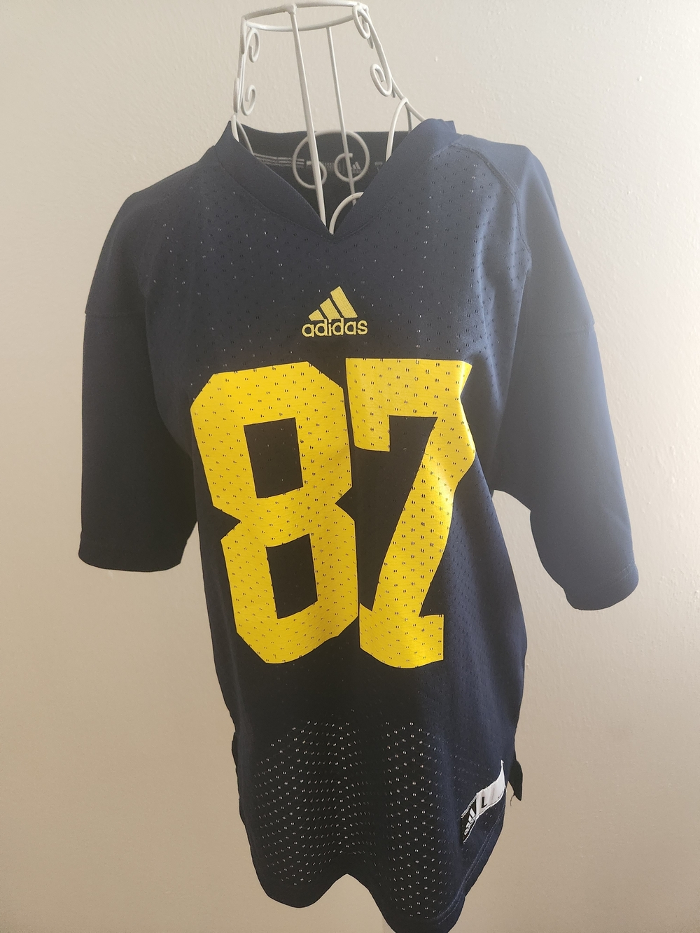 Adidas Navy & Yellow #87 Mesh Football Jersey | Youth L / Women's S/M | Blokecor